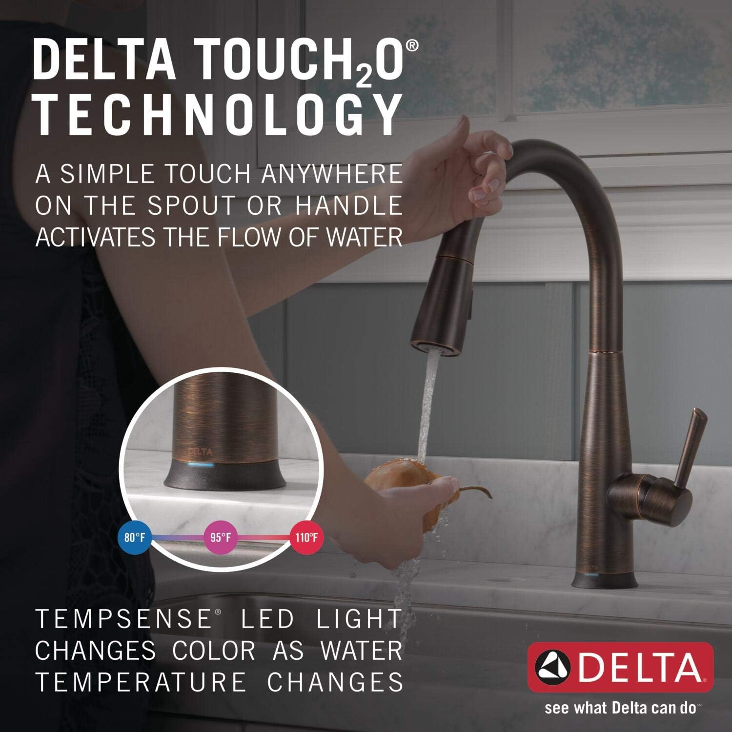 Delta Essa Touchless Kitchen Faucet with Touch Technology, Brushed Nickel Kitchen Sink Faucet with Pull Down Sprayer, Single Hole, Arctic Stainless 9113TL-AR-DST