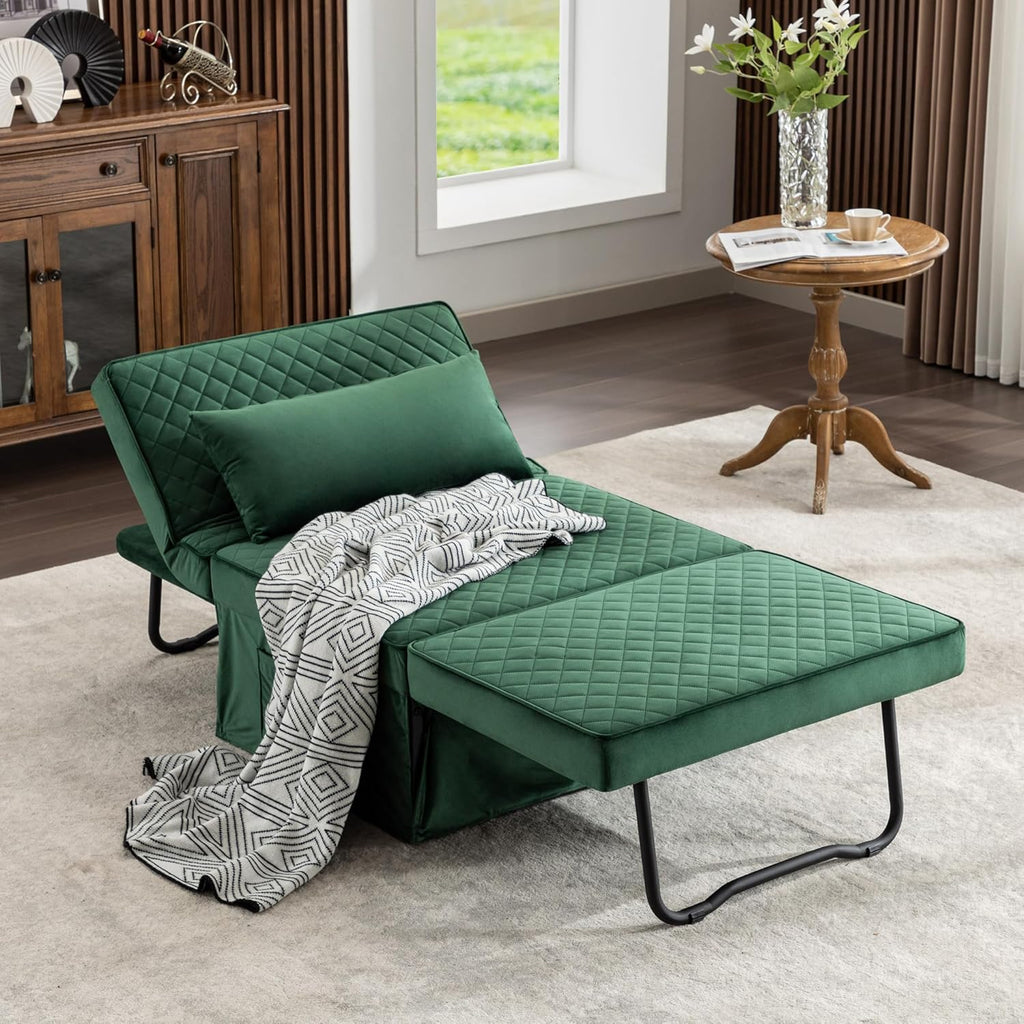 Sofa Bed, 4 in 1 Multi-Function Folding Ottoman Breathable Linen Couch Bed with Adjustable Backrest Modern Convertible Chair for Living Room Apartment Office