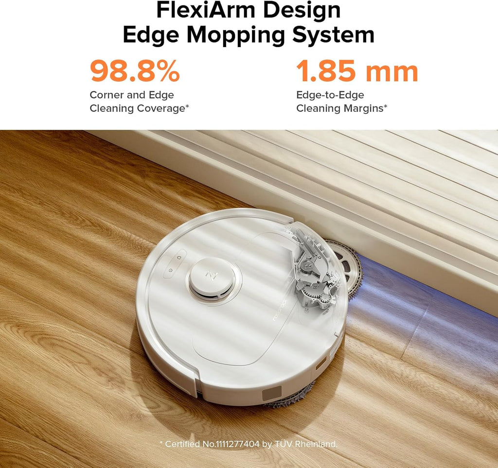 roborock Qrevo S5V Robot Vacuum and Mop, FlexiArm Edge Mopping, 12,000Pa Suction, Dual Zero-Tangle System, Smart Obstacle Avoidance, 10mm Mop Lifting, Auto Mop Washing&Drying, Self-Emptying&Refilling