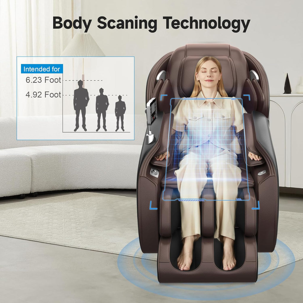 Real Relax 2025 Massage Chair Full Body, Zero Gravity SL-Track Shiatsu Massage Recliner with Heat, APP Control, Child Lock, Body Scan Bluetooth Foot Roller, Favor 06, All Black
