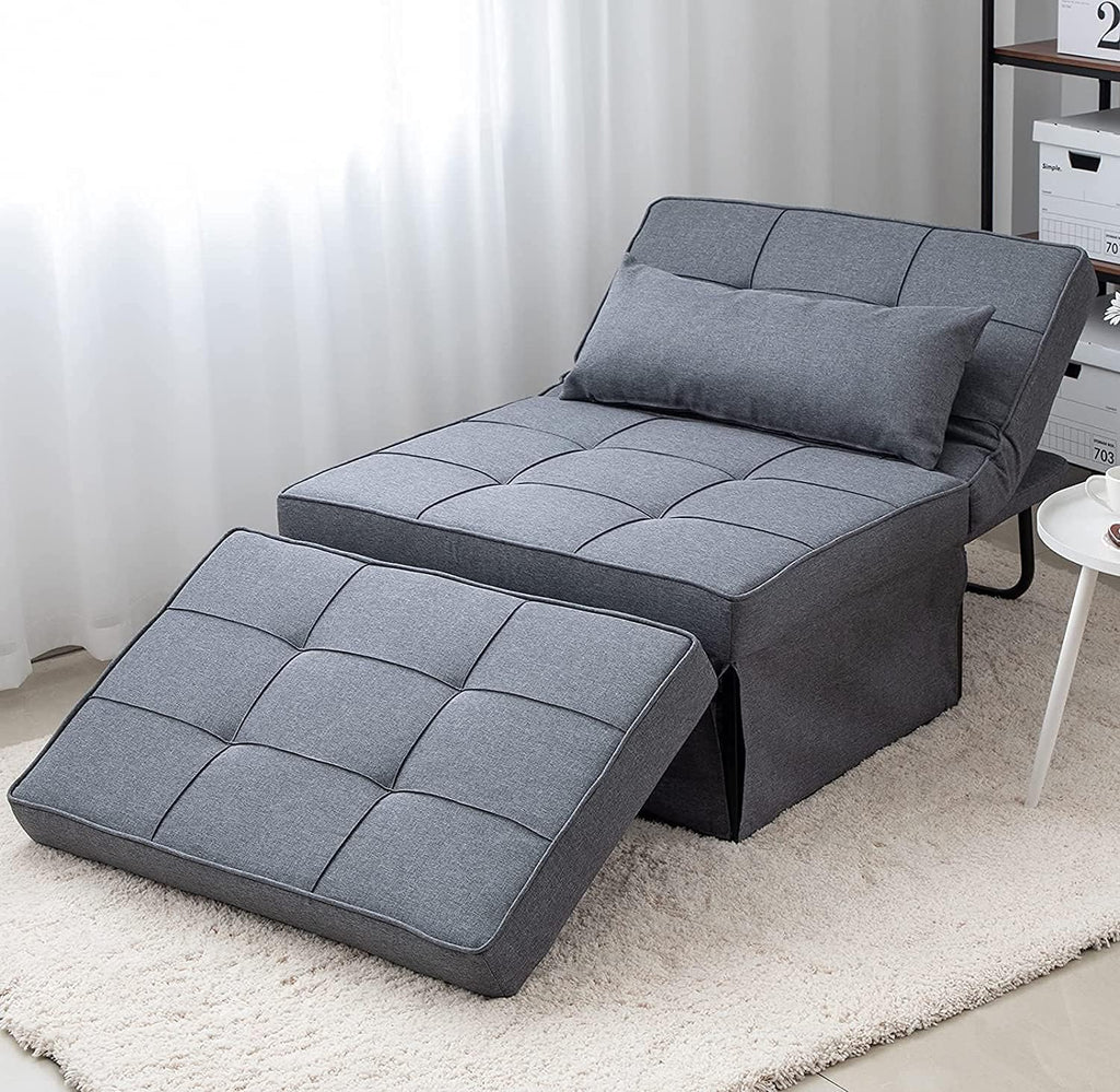 Sofa Bed, 4 in 1 Multi-Function Folding Ottoman Breathable Linen Couch Bed with Adjustable Backrest Modern Convertible Chair for Living Room Apartment Office