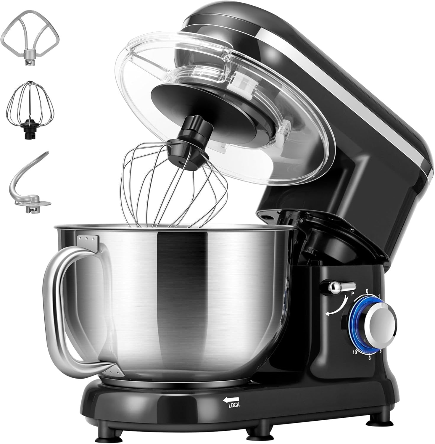 Stand Mixer, 660W 10 Speed 6 Quart Tilt-Head Kitchen Electric Food Mixer with Beater, Dough Hook, Wire Whip and Egg Separator