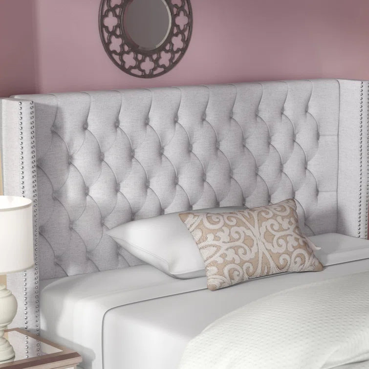 Tickhill Upholstered Wingback Button Tufted Headboard