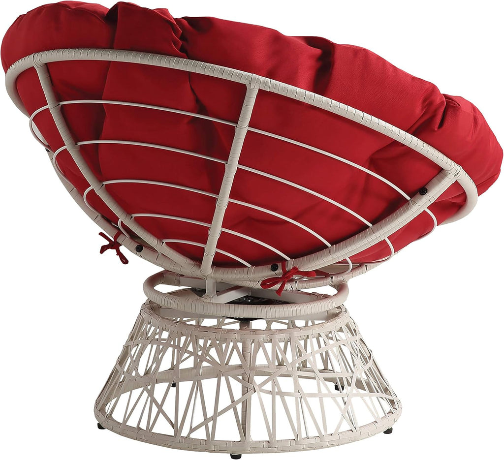 OSP Home Furnishings Wicker Papasan Chair with 360-Degree Swivel, Brown Frame with Brown Cushion