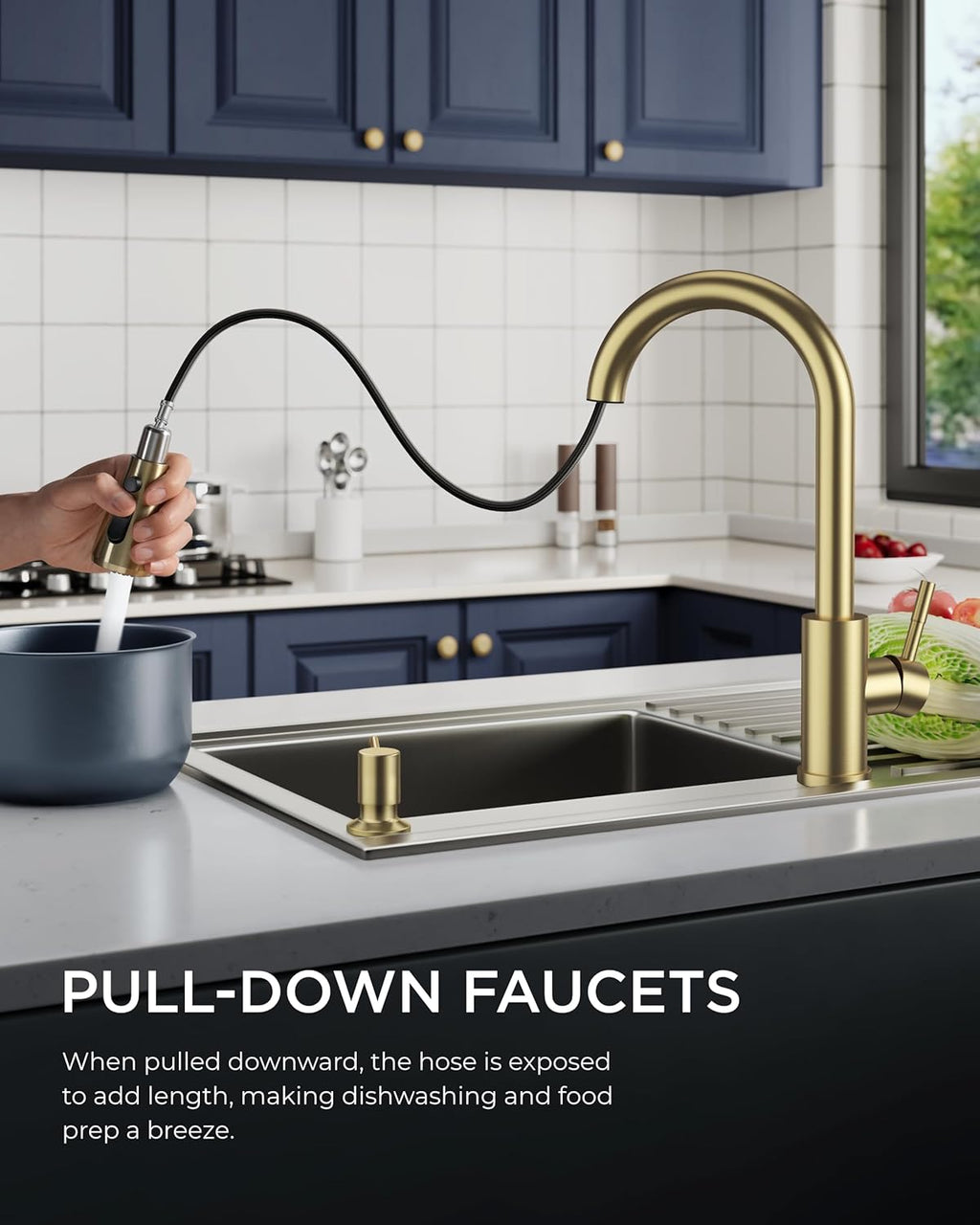 FORIOUS Touchless Kitchen Faucets, Brushed Nickel Kitchen Faucet with Pull Down Sprayer, Single Handle Smart Motion Sensor Kitchen Sink Faucet,Contemporary Hands-Free Sink Faucet for Farmhouse Laundry