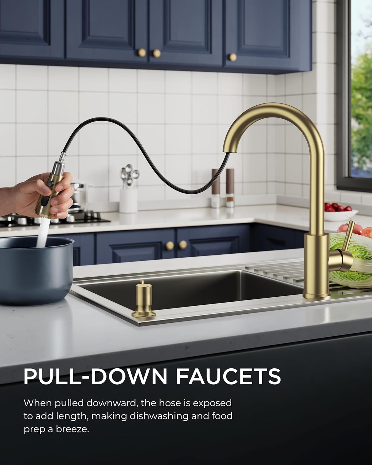 FORIOUS Touchless Kitchen Faucets, Brushed Nickel Kitchen Faucet with Pull Down Sprayer, Single Handle Smart Motion Sensor Kitchen Sink Faucet,Contemporary Hands-Free Sink Faucet for Farmhouse Laundry