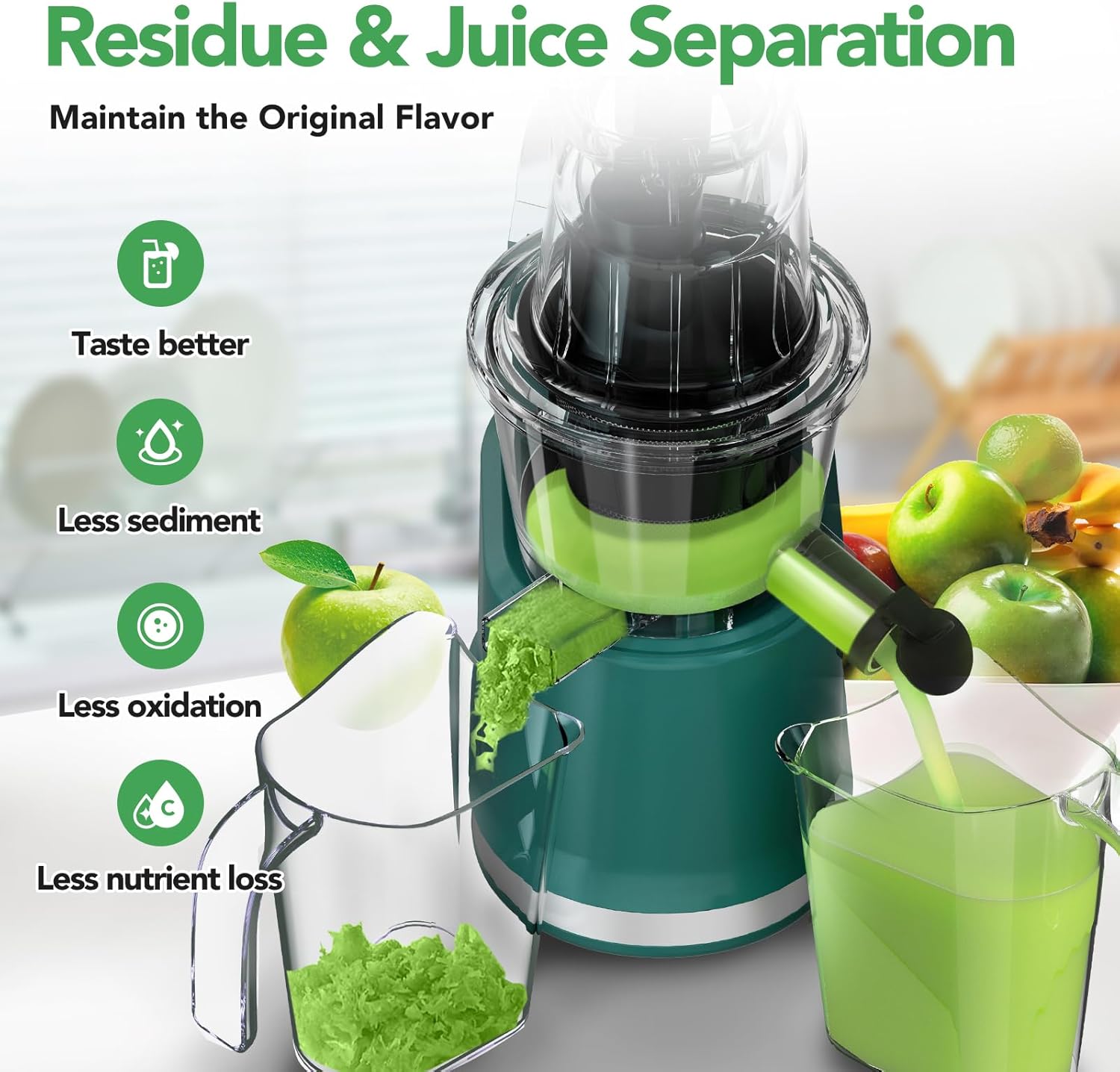 Cold Press Juicer, Juicer Machines with 3.3" Large Feed Chute,Large Capacity,High Juice Yield,Slow Masticating Juicer for Fruits and Vegetables, Self Feeding for Juice Extractor,BPA-Free,Black
