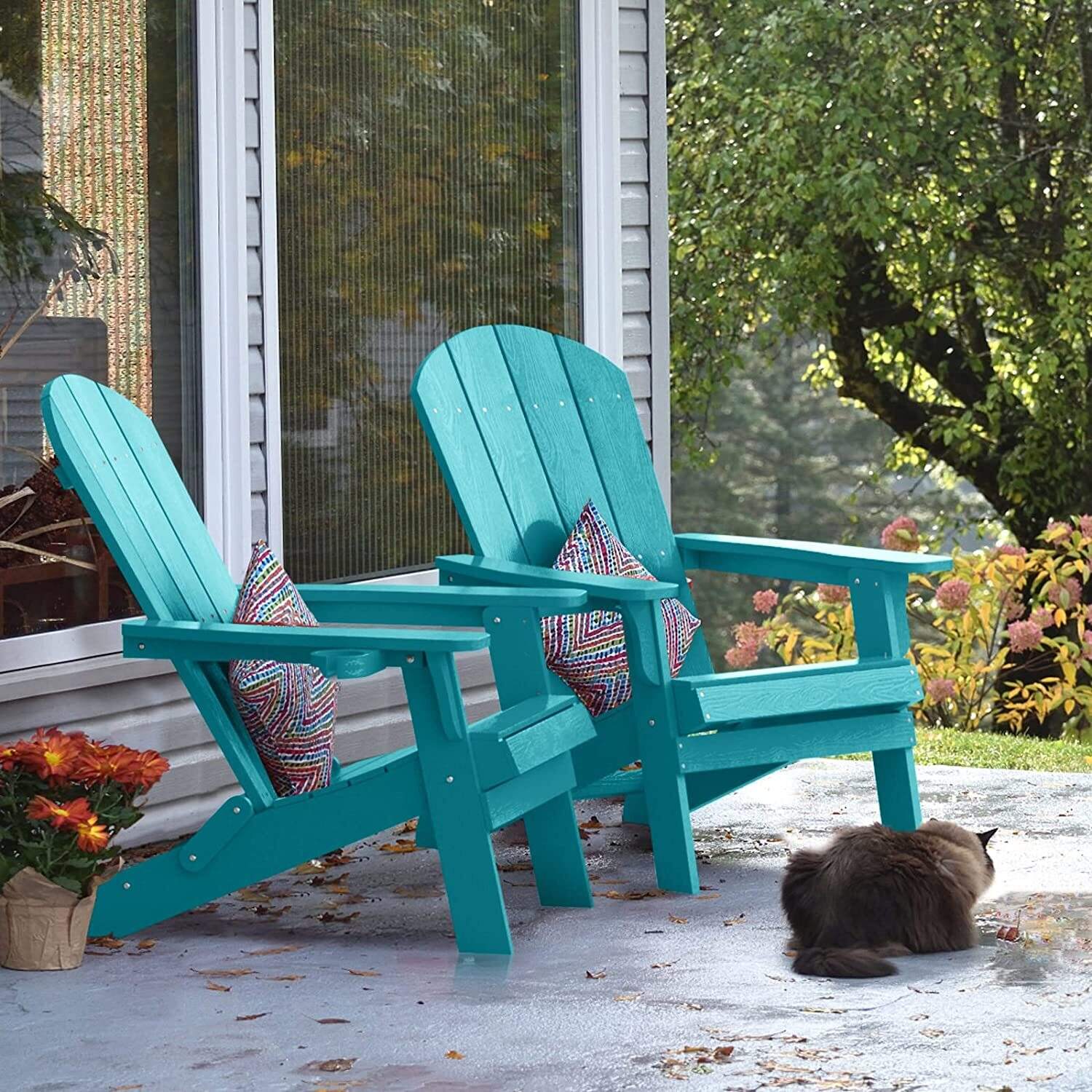 Weather Resistant Blue Recycled Plastic Outdoor Patio Chair (Set of 4)