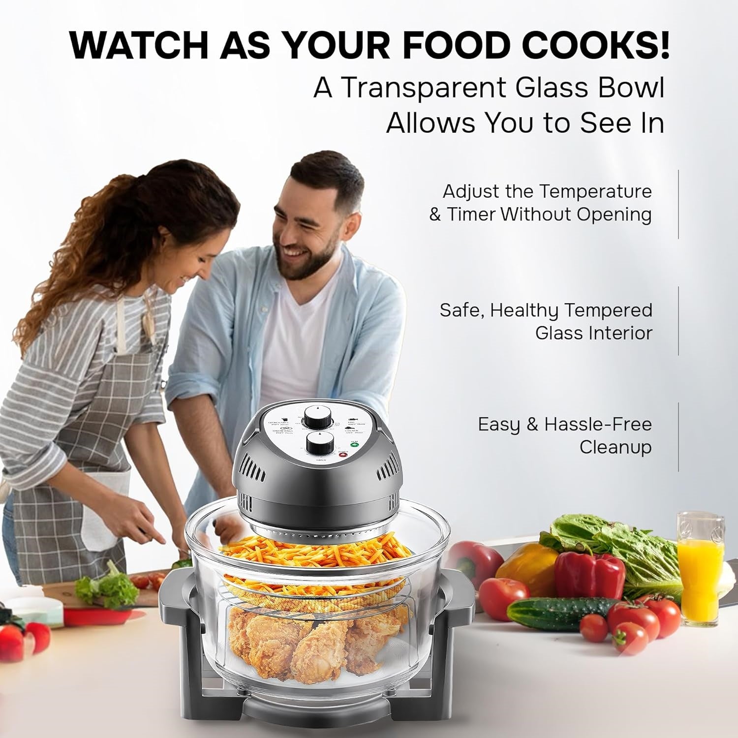 Large Air Fryer Oven – Large Halogen Oven Cooker with 50+ Air Fryers Recipe Book for Quick + Easy Meals for Entire Family, AirFryer Oven Makes Healthier Crispy Foods