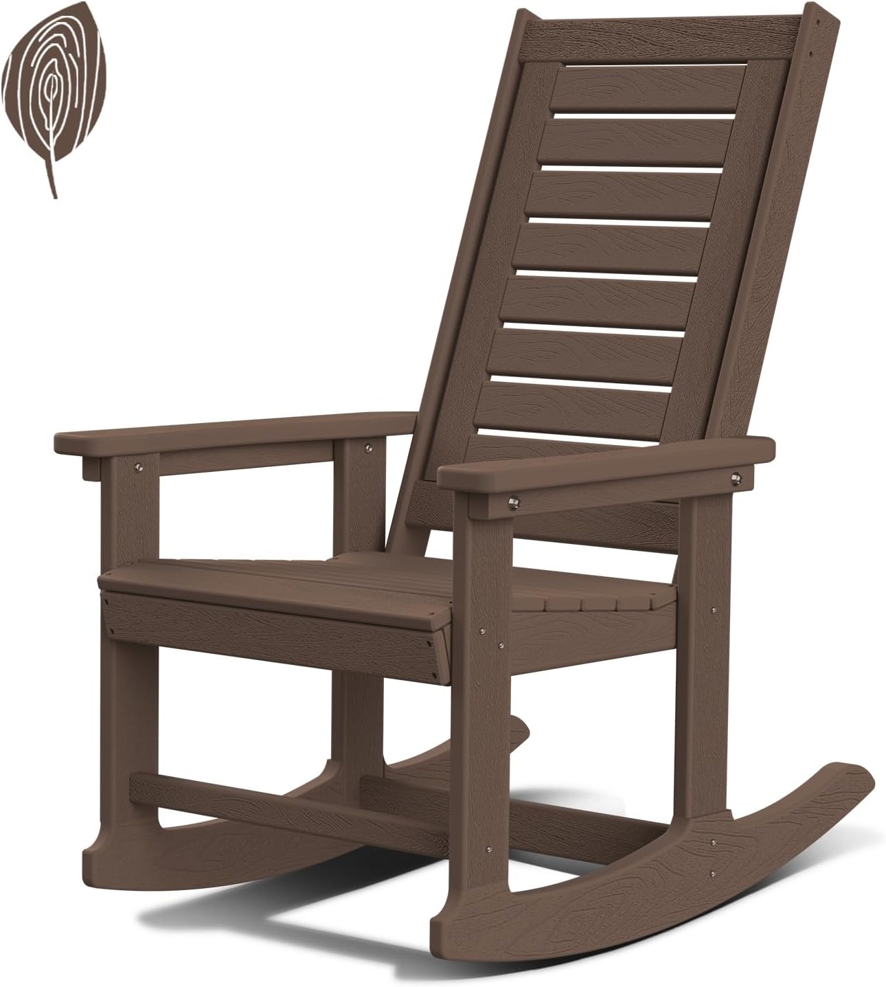 GREENVINES Outdoor Rocking Chairs | Set of 2 | Porch Rocker | HDPE Plastic | Black | Oversized Rockers | High Back | Big & Tall | Ladder Back | for Patio Outside Backyard Balcony Garden