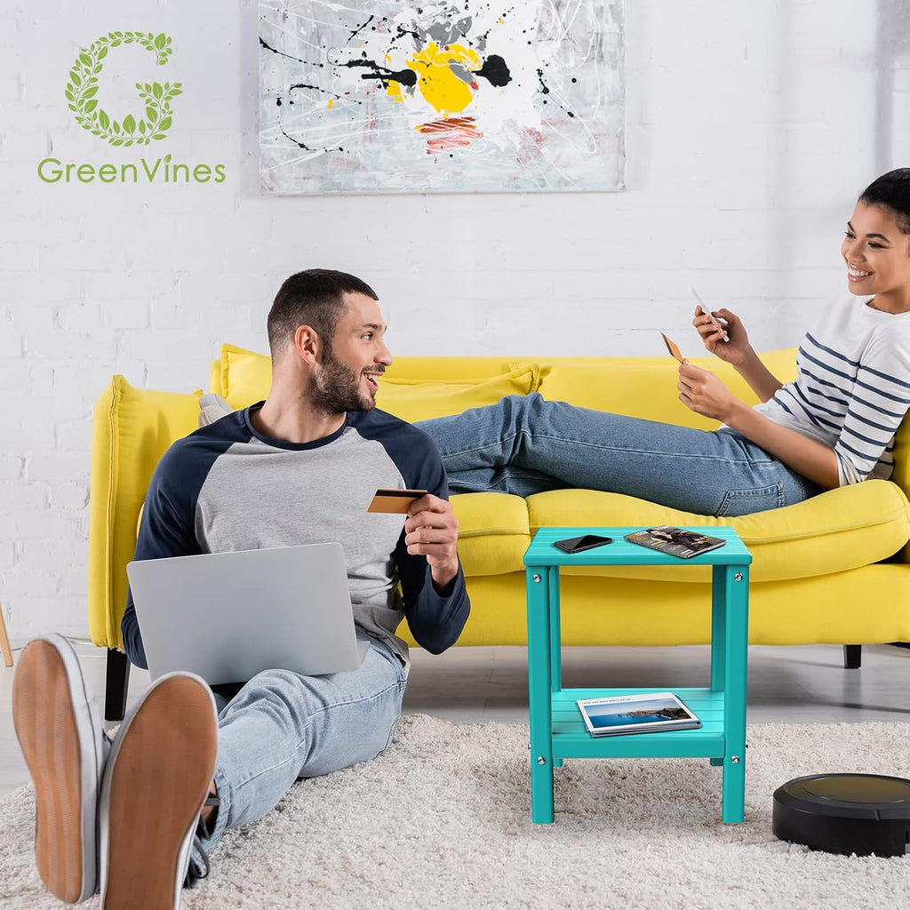 GREENVINES Outdoor Rocking Chairs | Set of 2 | Porch Rocker | HDPE Plastic | Black | Oversized Rockers | High Back | Big & Tall | Ladder Back | for Patio Outside Backyard Balcony Garden