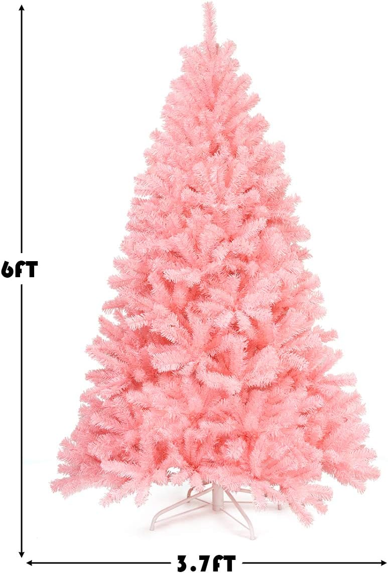 Goplus 7ft Artificial White Christmas Tree Xmas Pine Tree with Solid Metal Legs Perfect for Indoor and Outdoor Holiday Decoration