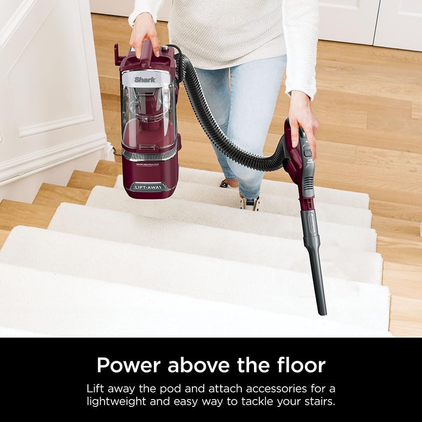 Shark NV752 Rotator Powered Lift-Away TruePet Upright Vacuum with HEPA Filter, Large Dust Cup Capacity, LED Headlights, Upholstery Tool, Perfect Pet Power Brush & Crevice Tool, Bordeaux