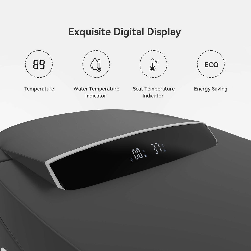 Hynova AX1 Automatic Smart Bidet Toilet, Auto Open/Close Lid Black 1.28 GPF, cUPC & ETL