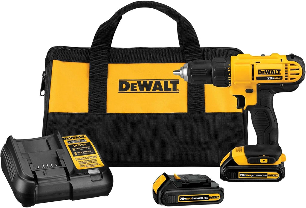 Dewalt DCD771C2 20V MAX Cordless Lithium-Ion 1/2 inch Compact Drill Driver Kit and 4-1/2” grinder (Tool Only)