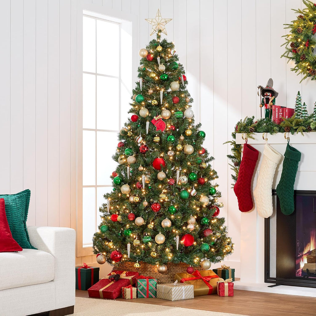 Best Choice Products Artificial Christmas Tree, 6ft Premium Pre-Lit Realistic Spruce Holiday Décor w/Dense Branches, Metal Base - Green Spruce
