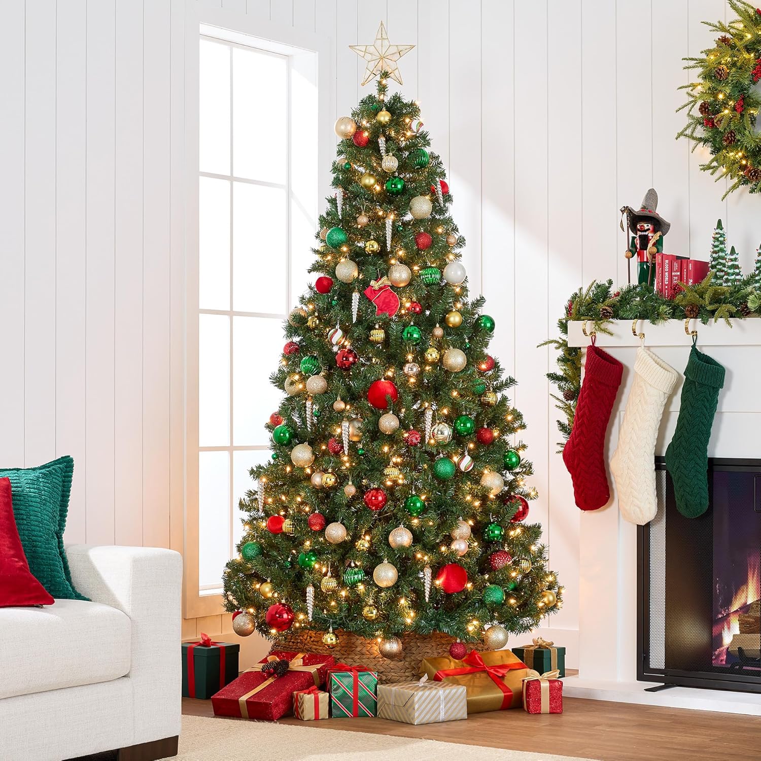 Best Choice Products Artificial Christmas Tree, 6ft Premium Pre-Lit Realistic Spruce Holiday Décor w/Dense Branches, Metal Base - Green Spruce