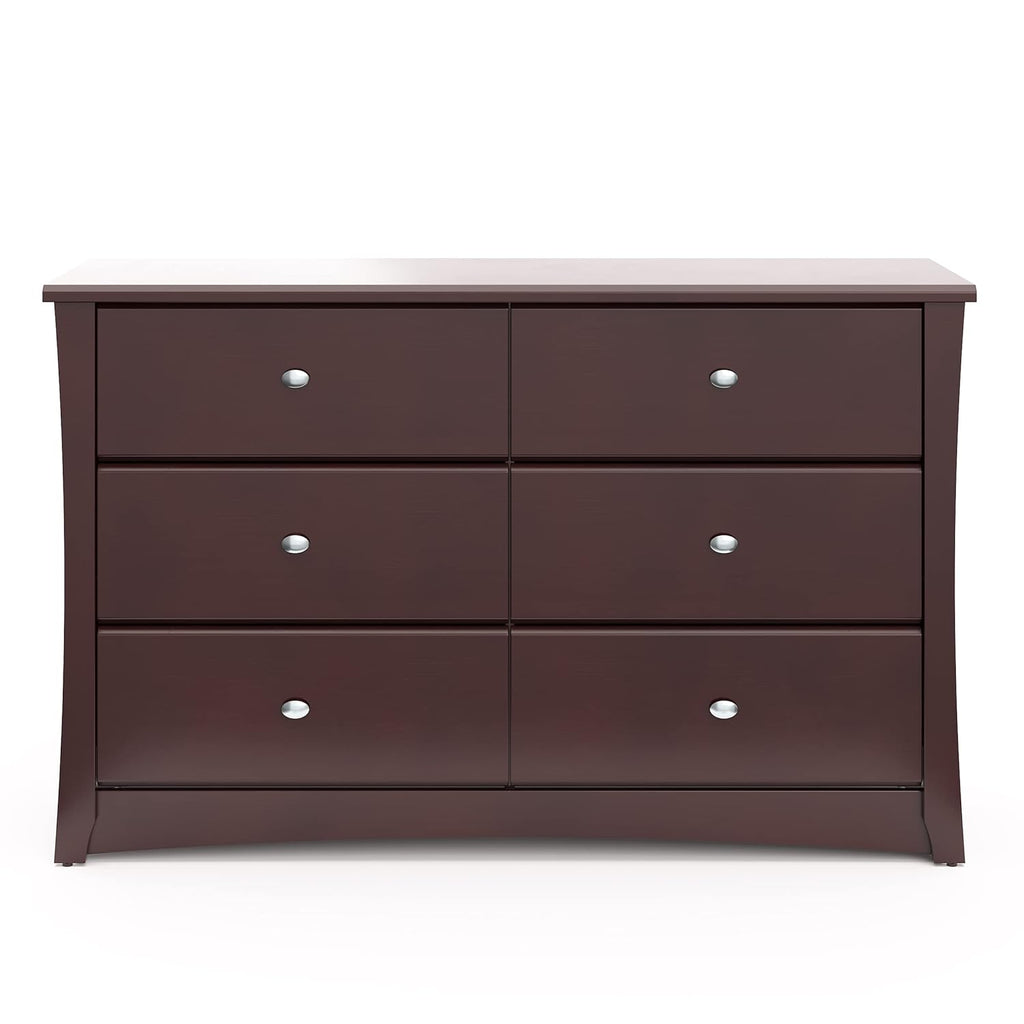 Storkcraft Crescent 6 Drawer Double Dresser (Pebble Gray) – GREENGUARD Gold Certified, For Nursery, Dresser, Kids Nursery Organizer, Chest of Drawers
