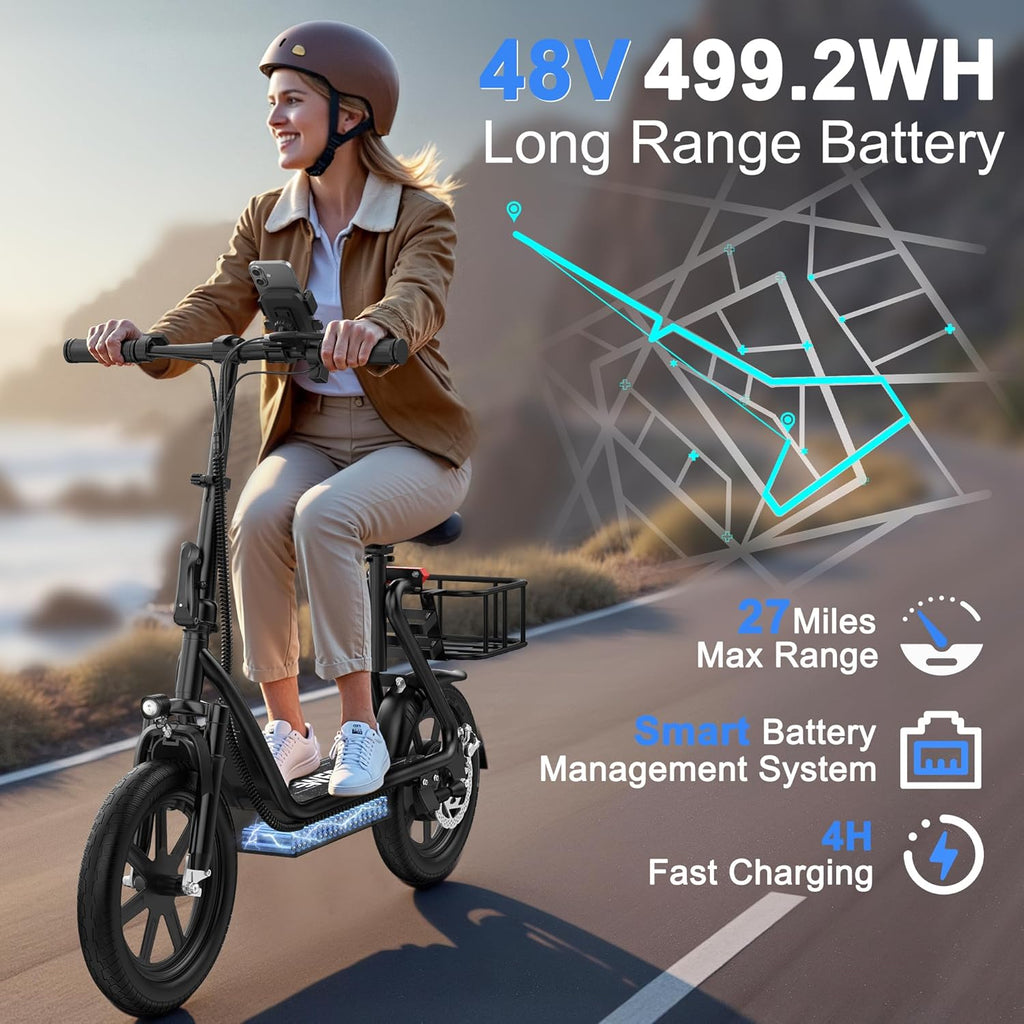 WERHY Electric Scooter, 350W/500W Motor, Top Speed 19/22 mph, Max 16/23/28Miles Ranges, Foldable E Scooter for Adults