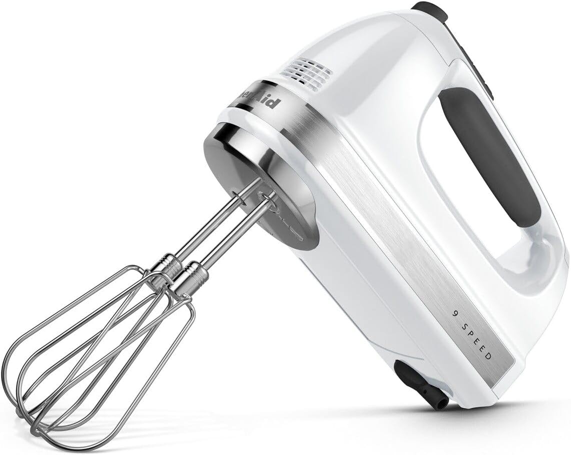 KitchenAid 9-Speed Hand Mixer with Turbo Beater II Accessories and 5 Cup Food Chopper - White