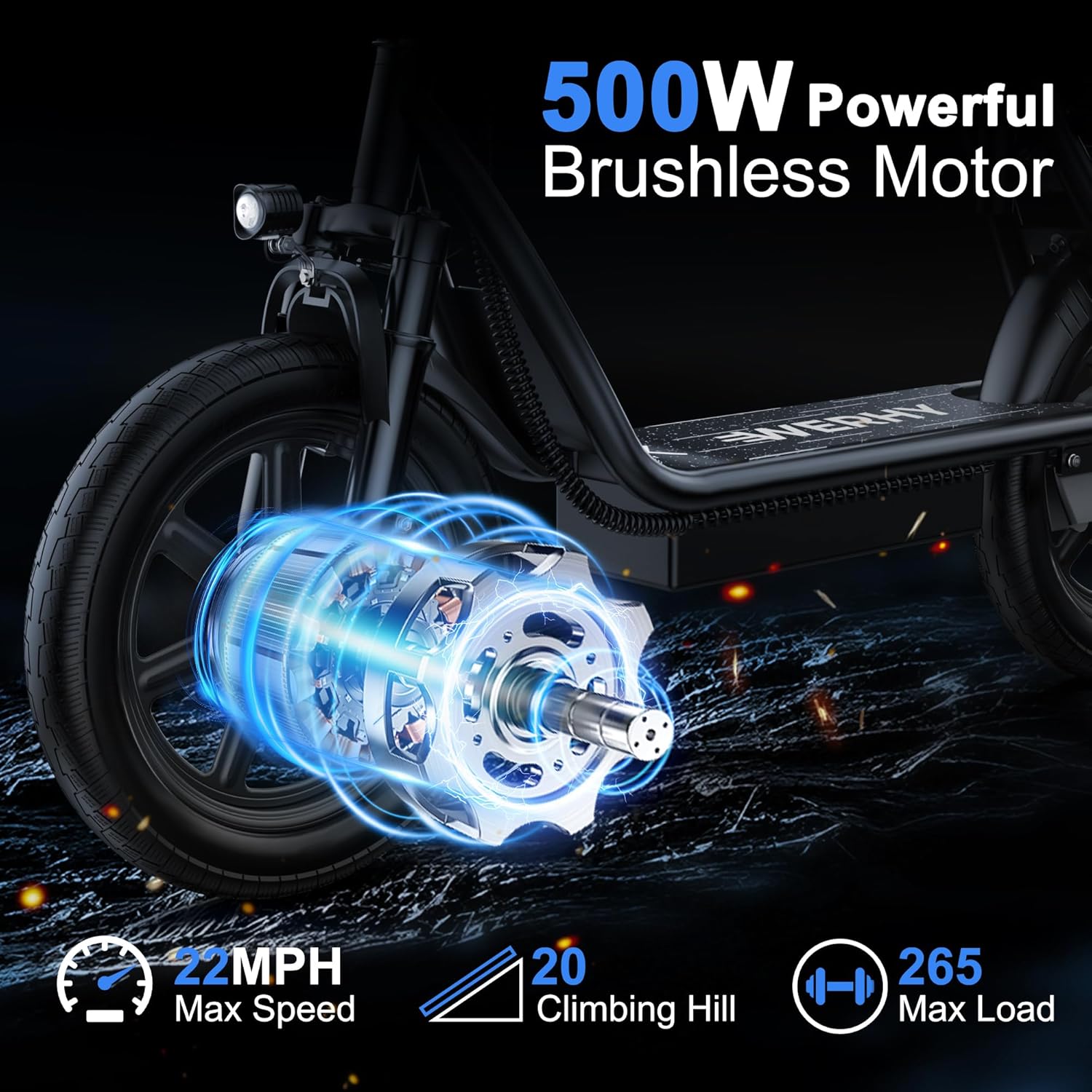 WERHY Electric Scooter, 350W/500W Motor, Top Speed 19/22 mph, Max 16/23/28Miles Ranges, Foldable E Scooter for Adults