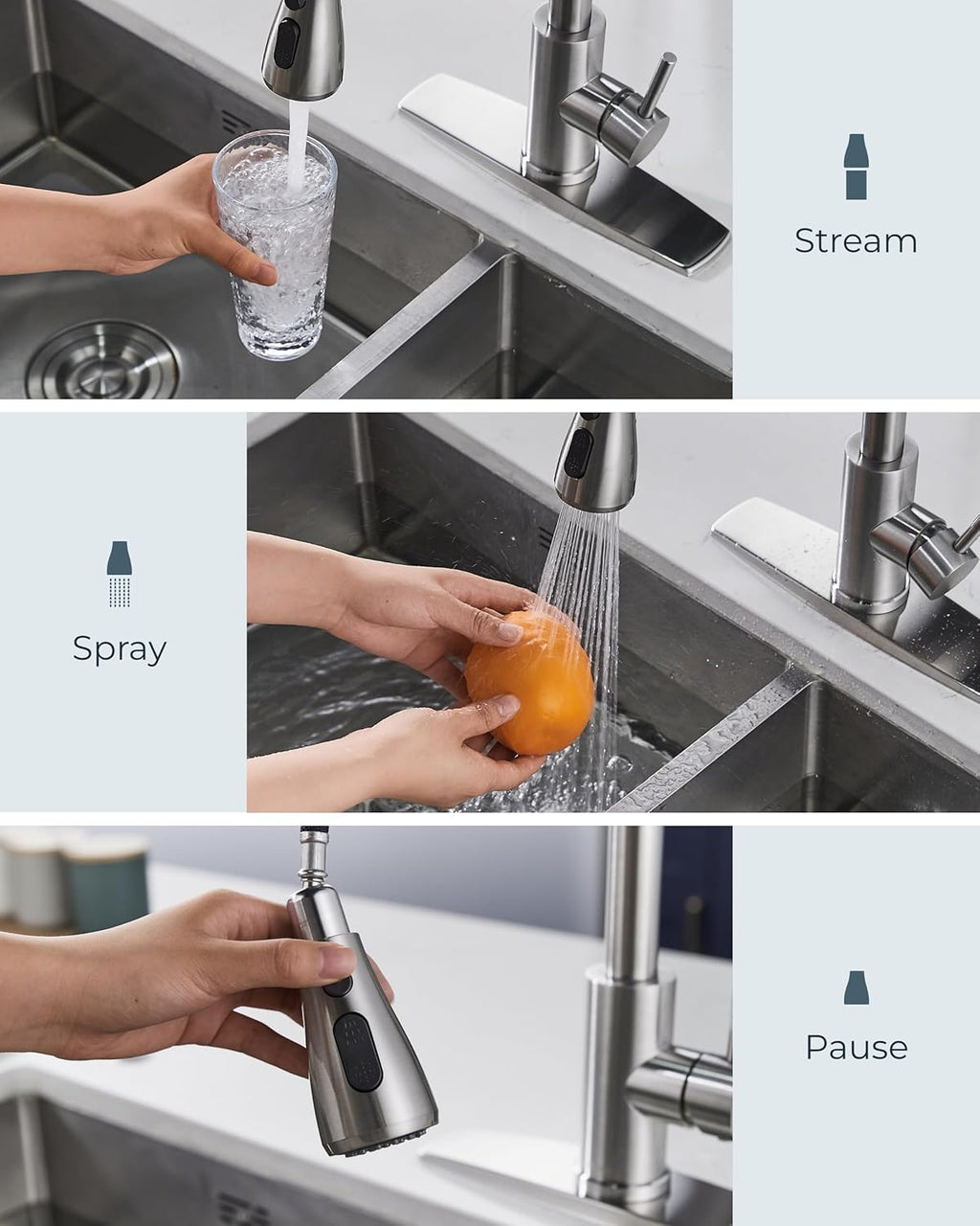 FORIOUS Touchless Kitchen Faucets, Brushed Nickel Kitchen Faucet with Pull Down Sprayer, Single Handle Smart Motion Sensor Kitchen Sink Faucet,Contemporary Hands-Free Sink Faucet for Farmhouse Laundry