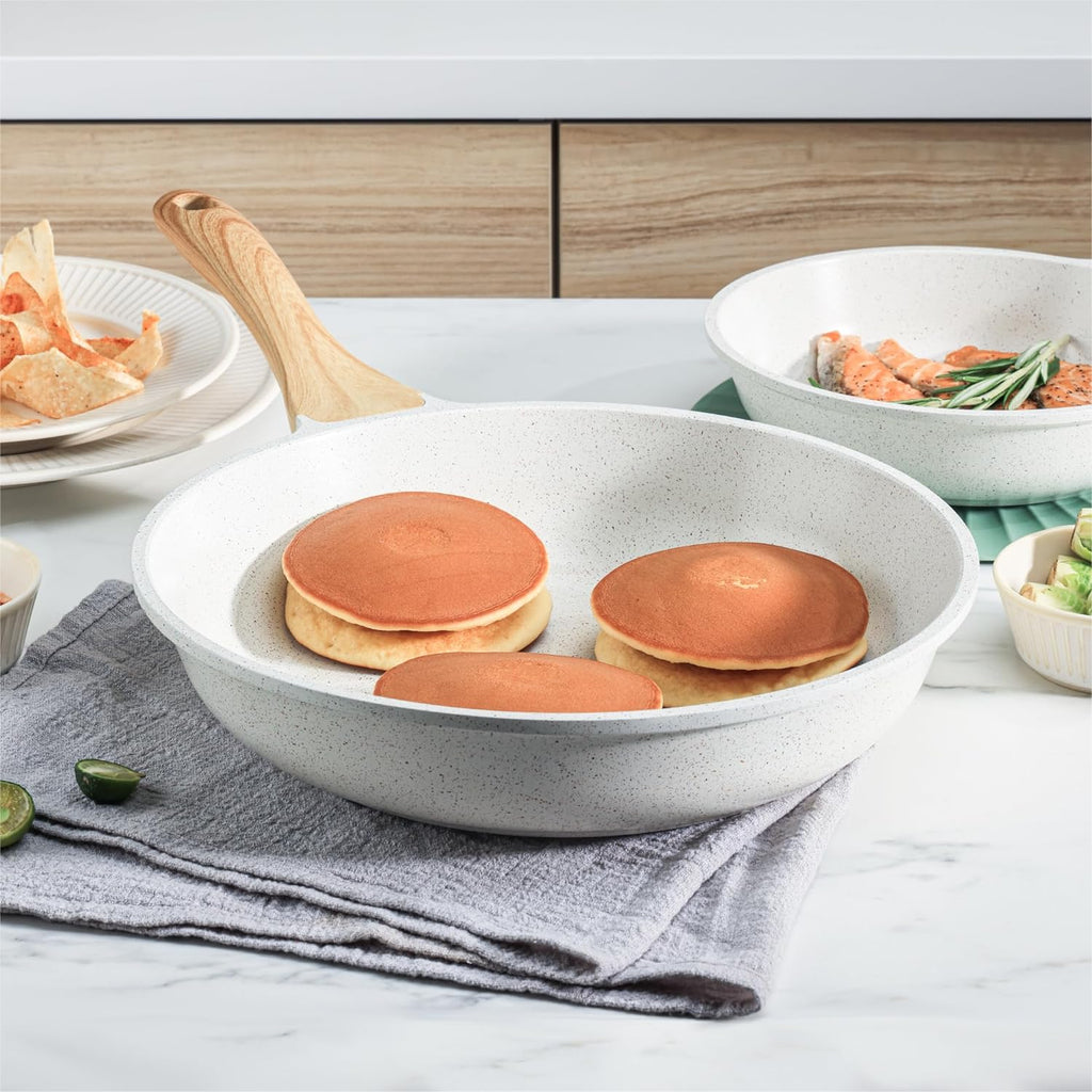 SENSARTE Nonstick Cookware Set 13-Piece, Healthy Pots and Pans Set Non-toxic Kitchen Cooking Set with Granite Coating, Stay-Cool Handles, Silicone Utensils and Pot Protectors, PFOA Free