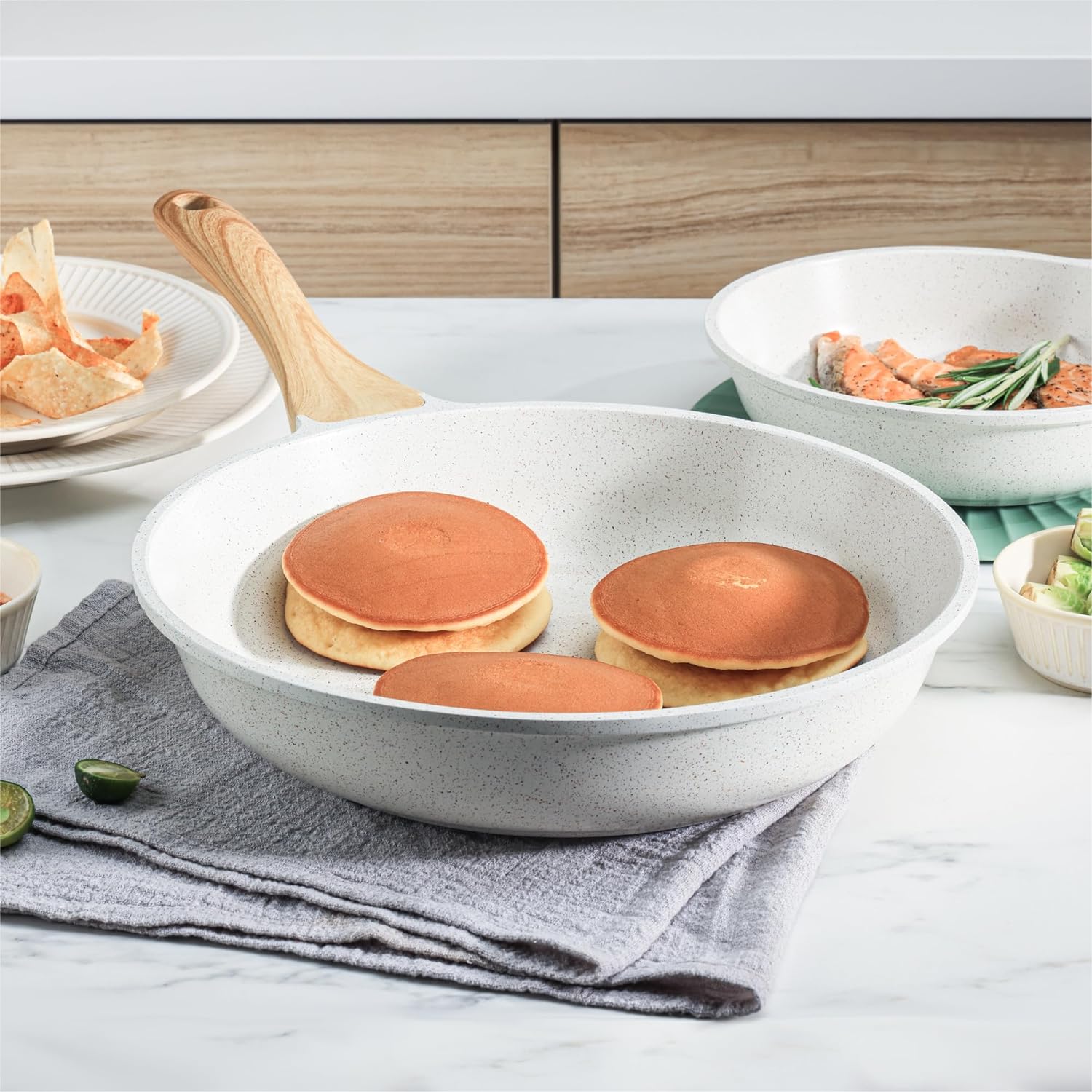 SENSARTE Nonstick Cookware Set 13-Piece, Healthy Pots and Pans Set Non-toxic Kitchen Cooking Set with Granite Coating, Stay-Cool Handles, Silicone Utensils and Pot Protectors, PFOA Free
