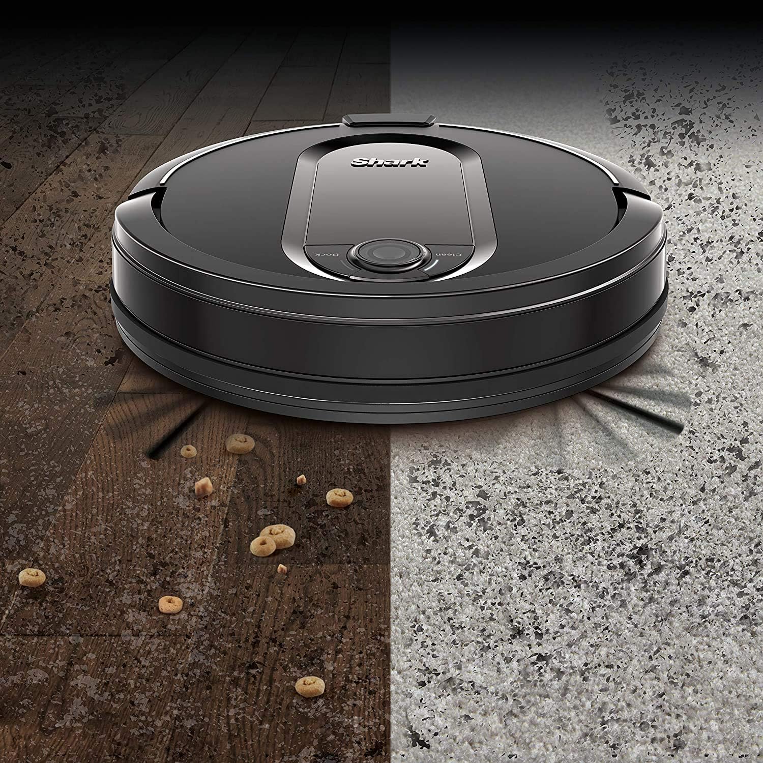 Shark RV1001AE IQ Robot Self-Empty XL, Robot Vacuum with IQ Navigation, Home Mapping, Self-Cleaning Brushroll, Wi-Fi Connected, Works with Alexa, Black