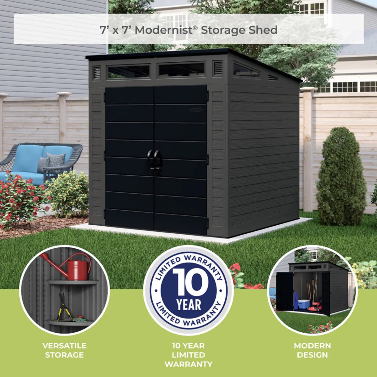 Suncast Modernist 7 ft. W x 7 ft. D Resin Storage Shed