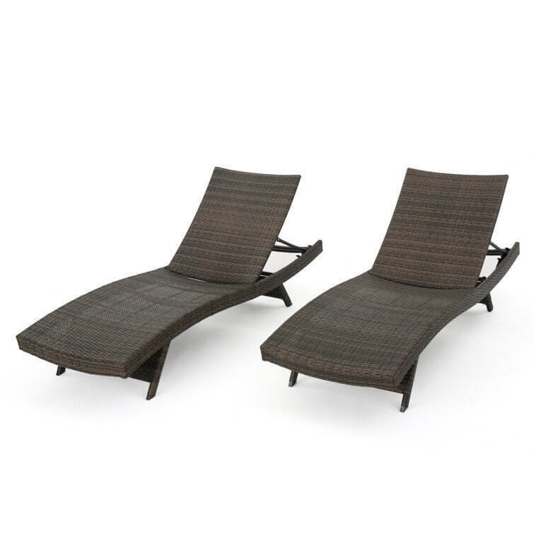 Breton Outdoor Wicker Chaise Lounge (Set of 2)