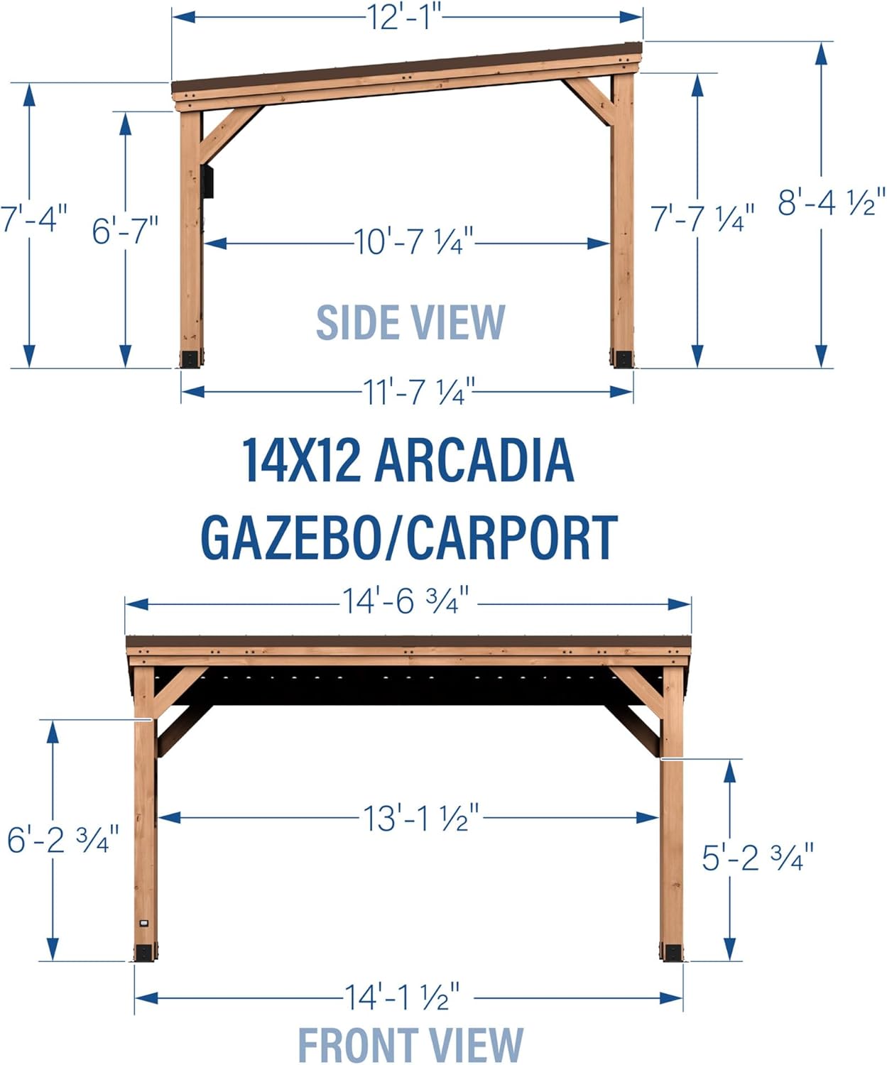 Backyard Discovery Saxony XL 12' x 6' Cedar Wood BBQ Grill Gazebo Pavilion with Hardtop Galvanized Steel Roof, Bar Tops, Powerport, Snow Support, Wind Resistance, Cook Station for Outdoor Patio, Deck