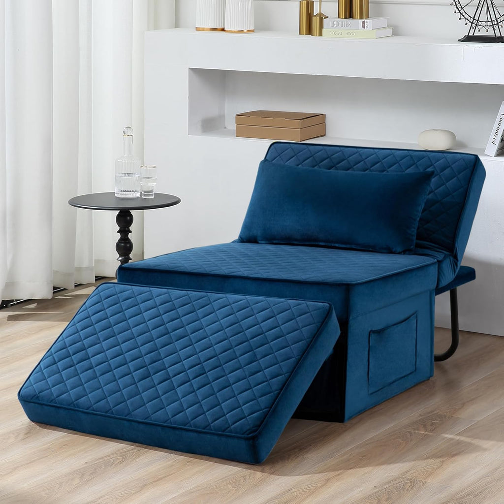 Sofa Bed, 4 in 1 Multi-Function Folding Ottoman Breathable Linen Couch Bed with Adjustable Backrest Modern Convertible Chair for Living Room Apartment Office