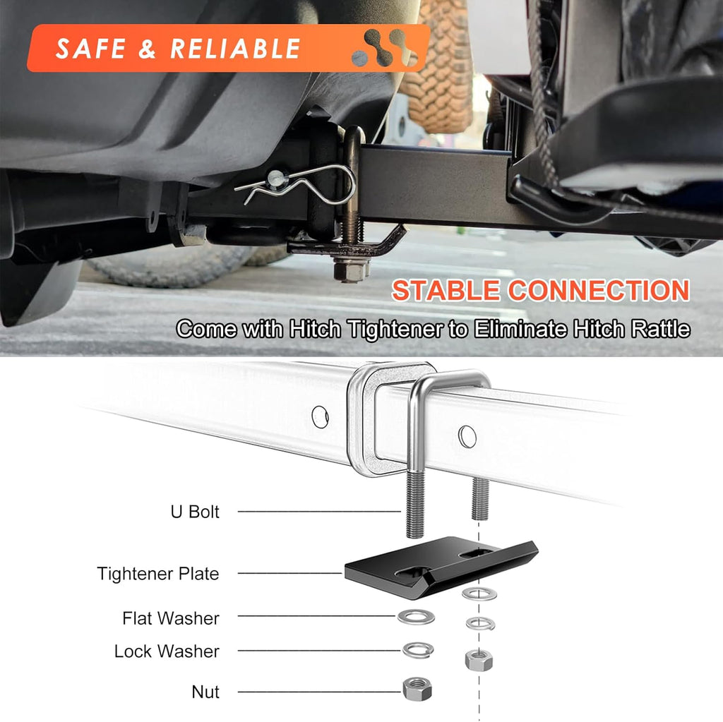 MeeFar High Rail Trailer Folding Hitch Mount Cargo Carrier Basket 60" X 24" X 14"+Waterproof Cargo Bag 20 cu ft(59" 24" 24"), Capacity of 500 Lbs with Hitch Stabilizer, Net, Lock and Straps
