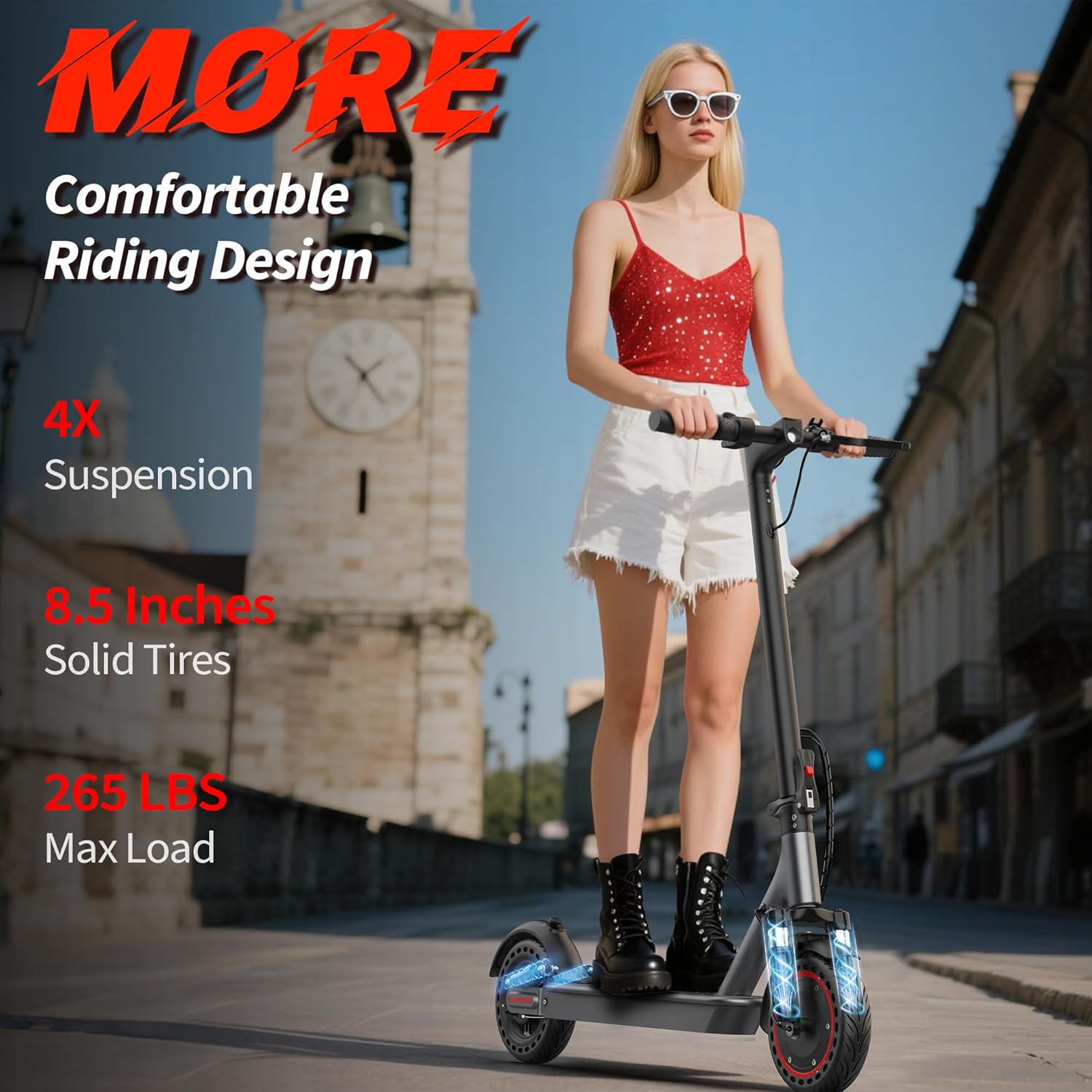 WERHY Electric Scooter, 350W/500W Motor, Top Speed 19/22 mph, Max 16/23/28Miles Ranges, Foldable E Scooter for Adults