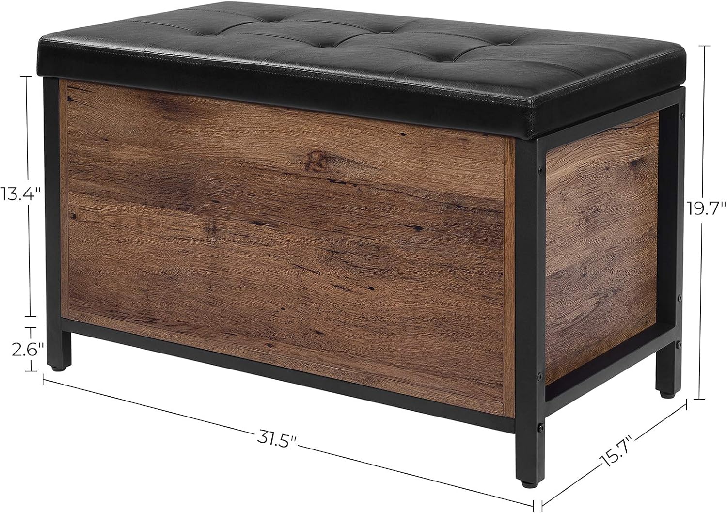 VASAGLE Shoe Bench, Storage Bench with Cupboard and 9 Open Compartments, Shoe Shelf, Padded Seat, Barn Door, 11.8 x 43.3 x 18.9 Inches, Rustic Brown ULHS058X01