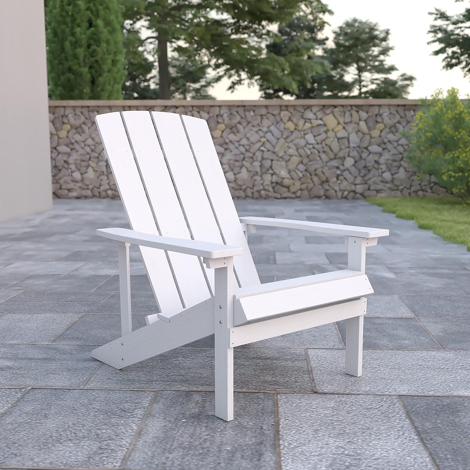 Flash Furniture Charlestown Commercial Grade Indoor/Outdoor Adirondack Chair, Weather Resistant Durable Poly Resin Deck and Patio Seating, Green