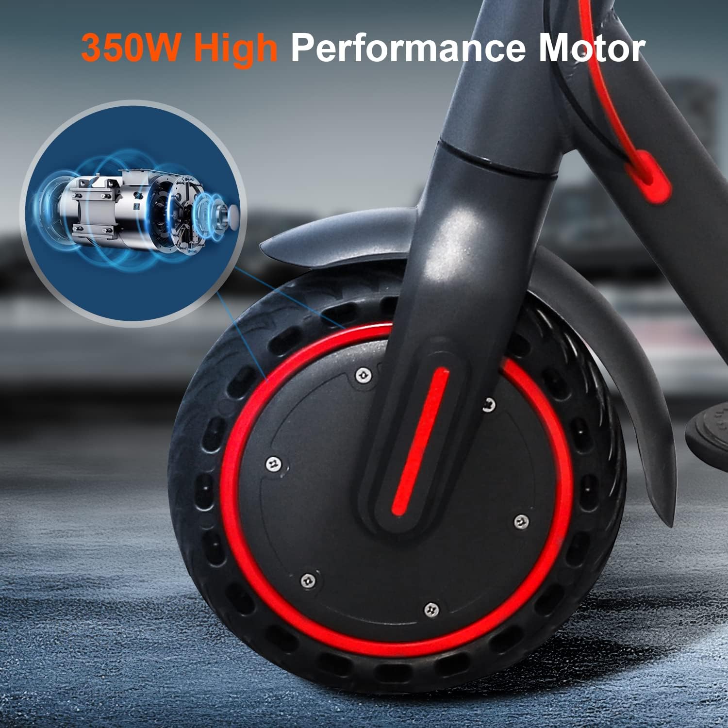 Electric Scooter 8.5" Solid Tires 350W Motor 10.5Ah Battery Up to 23 Miles Range 19 Mph Speed Portable Folding Commuting Scooter Double Braking System, Max Load 264Ibs