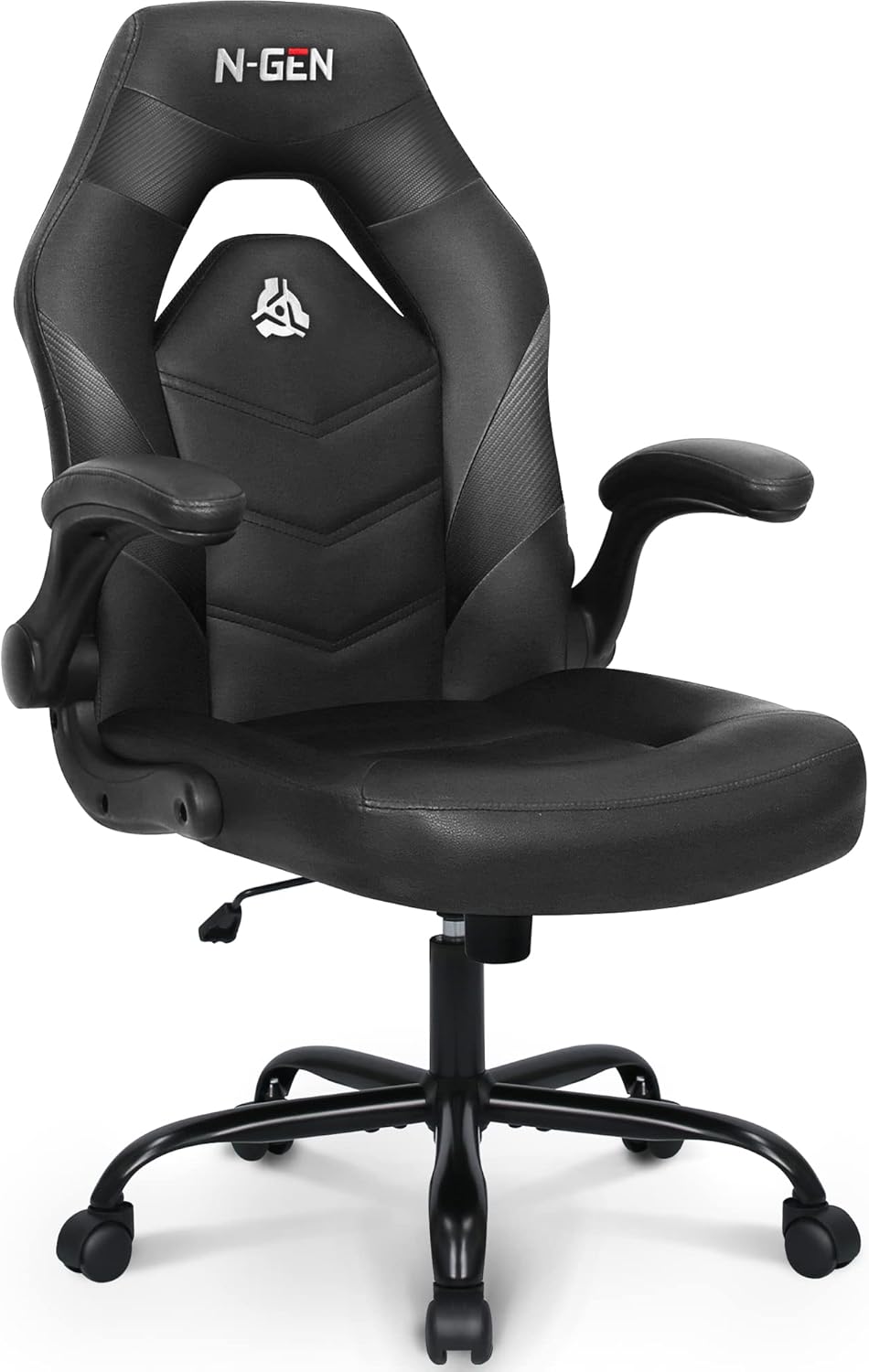 N-GEN Video Gaming Computer Chair Ergonomic Office Chair Desk Chair with Lumbar Support Flip Up Arms Adjustable Height Swivel PU Leather Executive with Wheels for Adults Women Men (Pink)