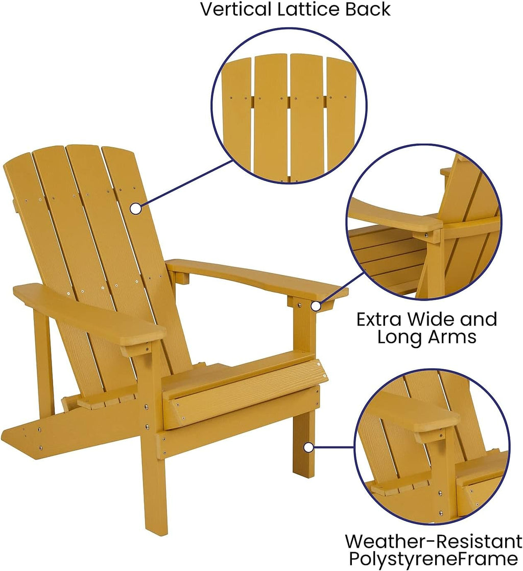 Flash Furniture Charlestown Commercial Grade Indoor/Outdoor Adirondack Chair, Weather Resistant Durable Poly Resin Deck and Patio Seating, Green