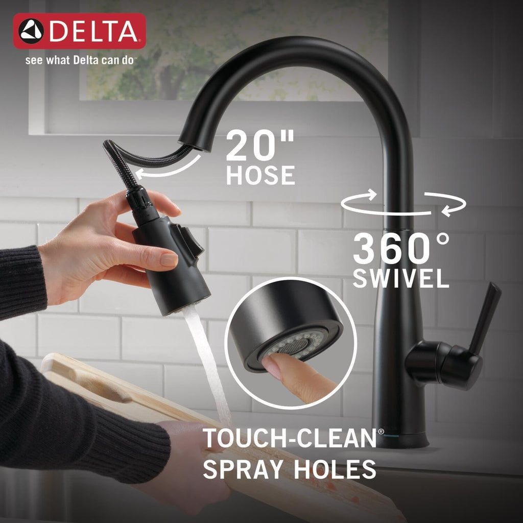 Delta Essa Touchless Kitchen Faucet with Touch Technology, Brushed Nickel Kitchen Sink Faucet with Pull Down Sprayer, Single Hole, Arctic Stainless 9113TL-AR-DST