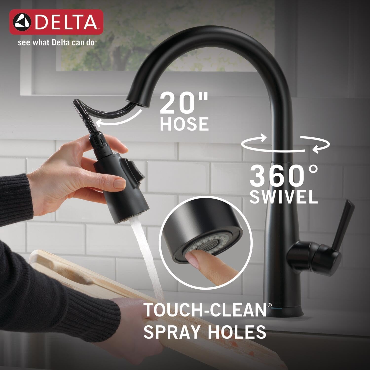 Delta Essa Touchless Kitchen Faucet with Touch Technology, Brushed Nickel Kitchen Sink Faucet with Pull Down Sprayer, Single Hole, Arctic Stainless 9113TL-AR-DST