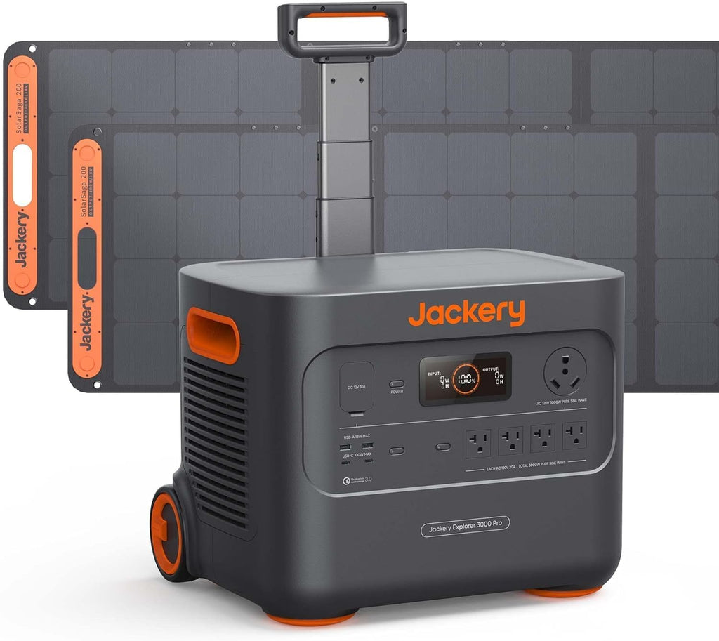 Jackery Explorer 3000 Pro Solar Generator + Manual Transfer Switch, 3024Wh 3000W Portable Power Station with 2 * 200W Solar Panels, up to 3kW Plug & Play Home Backup Power
