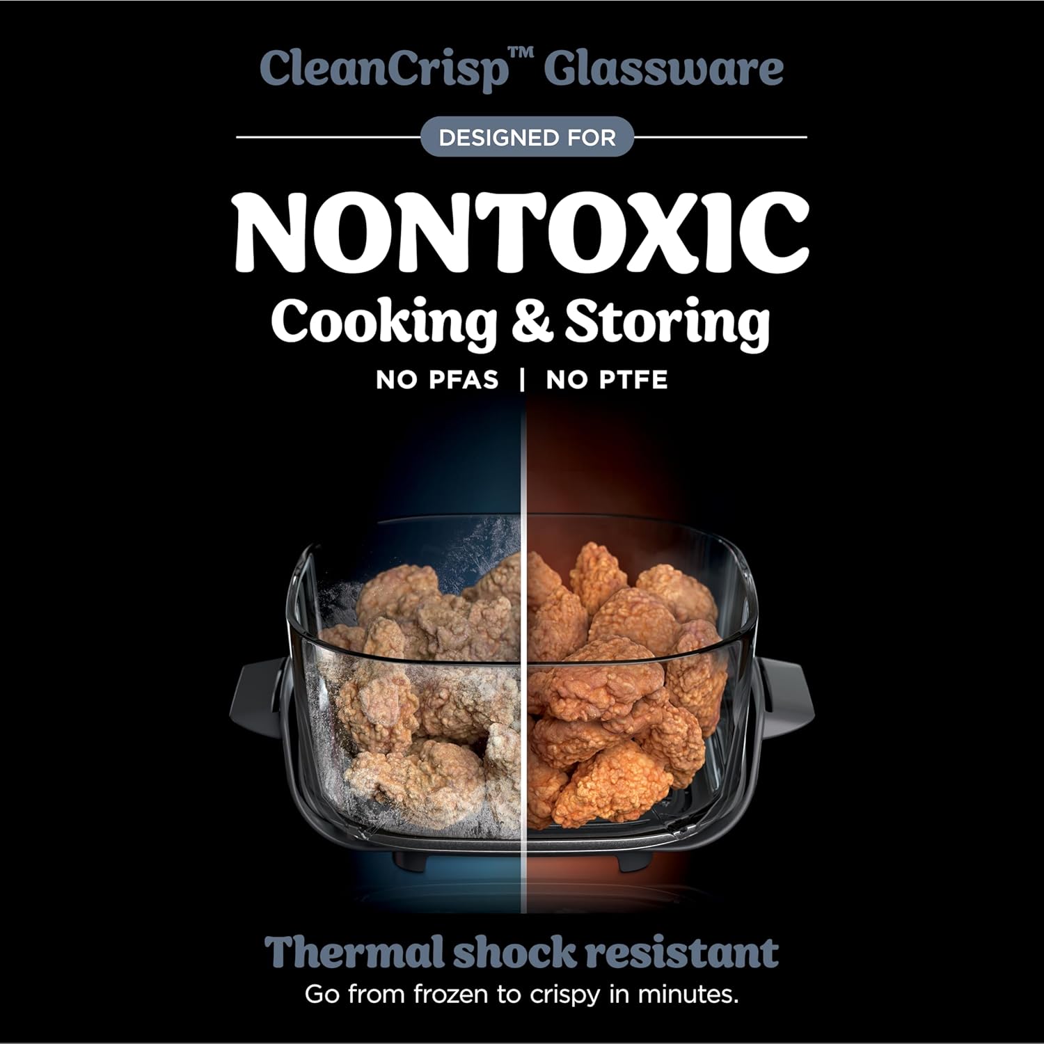 Ninja Air Fryer, 2.5 QT Crispi System + 4 Containers with Storage Lids, Air Fryer, Microwave, Freezer & Dishwasher Safe, Non Toxic Portable Cooking System, Compatible with Ninja FN100 Crispi Series