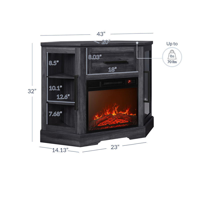 Lakeisha TV Stand for to 43" with Electric Fireplace Included