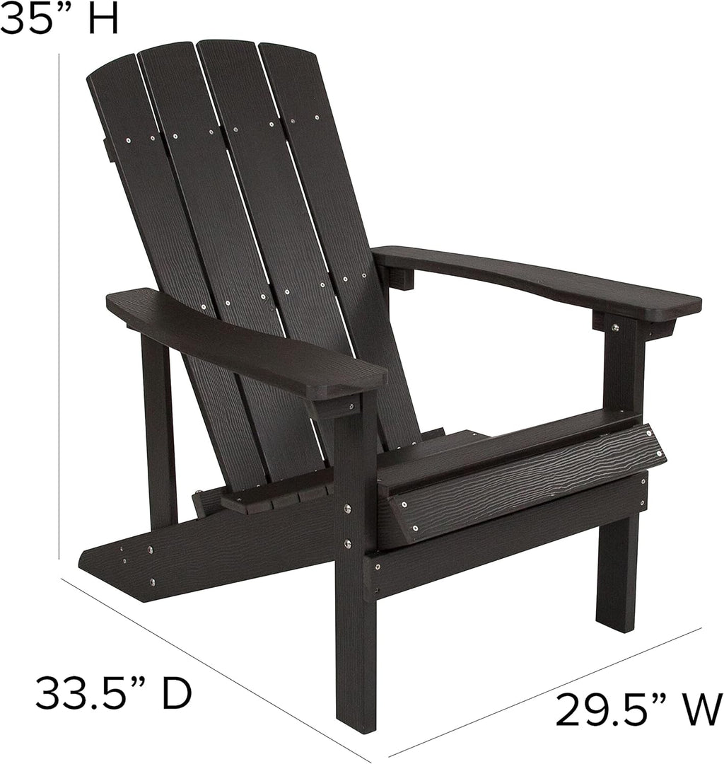 Flash Furniture Charlestown Commercial Grade Indoor/Outdoor Adirondack Chair, Weather Resistant Durable Poly Resin Deck and Patio Seating, Green