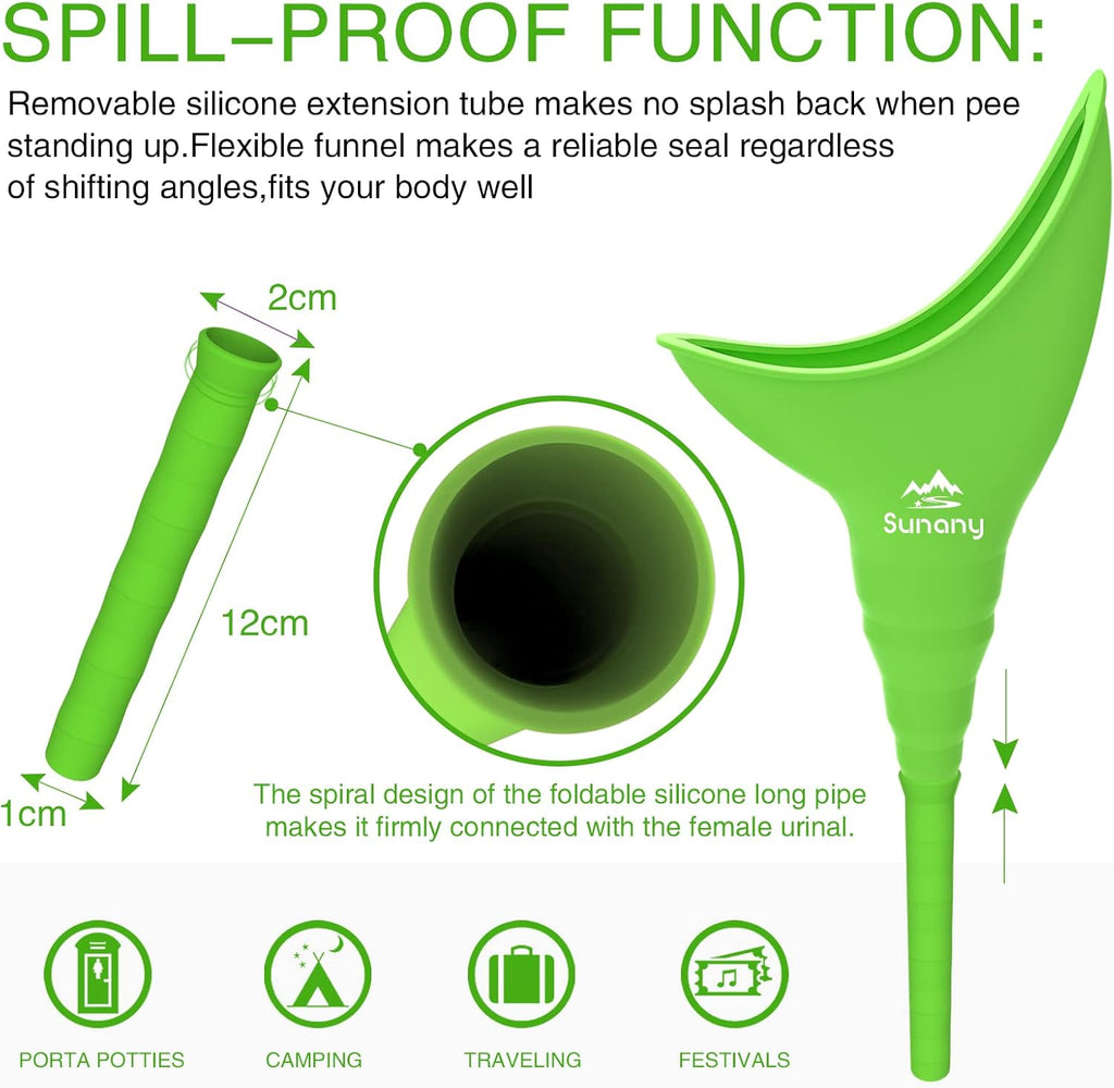 Female Urination Device,Reusable Silicone Female Urinal Foolproof Women Pee Funnel Allows Women to Pee Standing Up,Women's Urinal with Drawstring Bags is The Perfect Companion for Travel and Outdoor