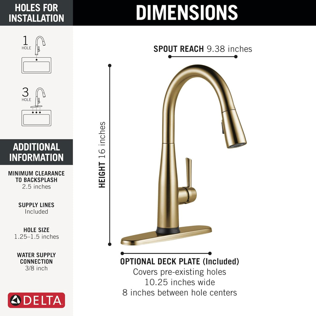 Delta Essa Touchless Kitchen Faucet with Touch Technology, Brushed Nickel Kitchen Sink Faucet with Pull Down Sprayer, Single Hole, Arctic Stainless 9113TL-AR-DST
