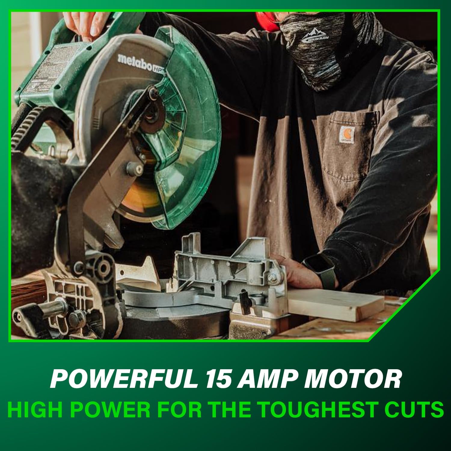 Bundle of Metabo HPT Compound Miter Saw, 10" Miter Saw with Large Table Saw for woodworking, C10FCGS + Metabo HPT 25 Ft Tape Measure, 17-Ft Reach & 14-Ft Standout, 115925M