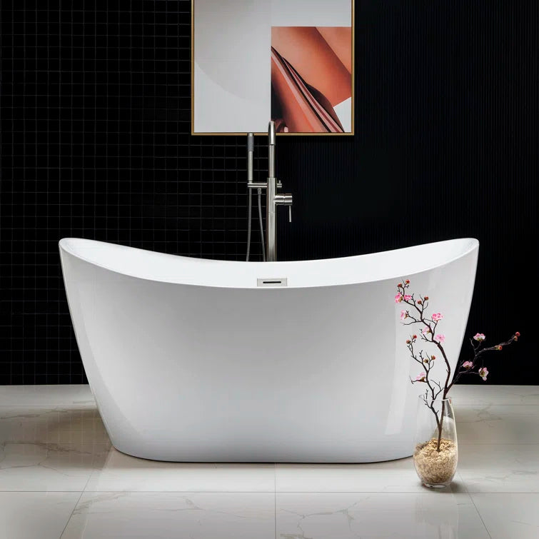 59" x 29" Freestanding Soaking Acrylic Bathtub